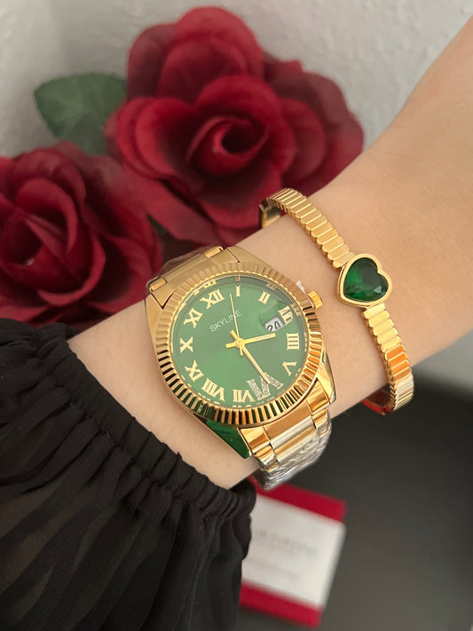 Pack reloj luxury green